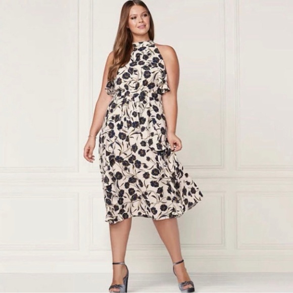 LC Lauren Conrad Dresses & Skirts - EUC - LC Lauren Conrad Runway Collection Ruffle Midi Dress - Plus Size 1X